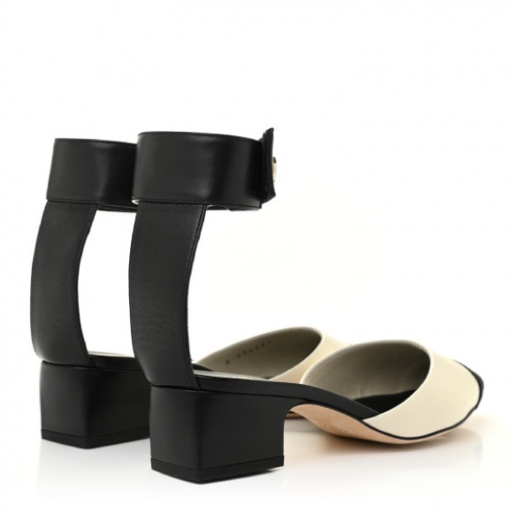 Chanel Lambskin Grosgrain Cap Toe Logo Ankle Strap Pumps Size 40 - Picture 6 of 11